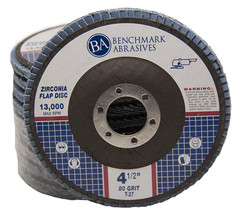 10 Pack 4.5” x 7/8″ Professional 80 Grit Zirconia Flap Disc Grinding Wheels T27