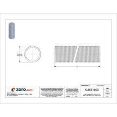 Manufacturer Varies Fully Threaded Rod, 5/16″-24, 12 in, Steel, Grade 2, Zinc