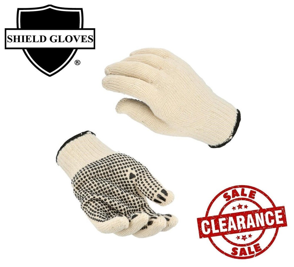 240 Pairs, PVC Single Dot Gloves Large Tan, Black Knitted Cotton, PVC