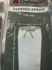 Tapered Aprons Set Of 2 White Chef Works LCBA Polycotton Reversible Durable NWT