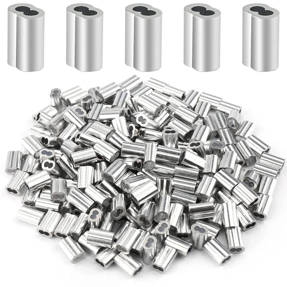 200 Pcs Aluminum Crimping Sleeve 1/16″, Cable Ferrule Wire Rope Sleeves Sleeve.