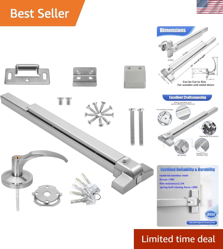 Commercial Heavy-Duty Stainless Steel Panic Exit Device with Adjustable Handle