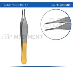 5 pcs TC Adson Tissue Rat Tooth 1×2 Forceps 5″ Plastic Surgery German Grade