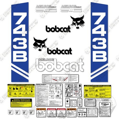 Fits Bobcat 743B Decal Kit Skid Steer Style C (1990s) – 7 YEAR 3M VINYL!