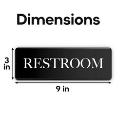 Restroom Sign – Ideal Bathroom Signs for the 9″L x 3″W, Black