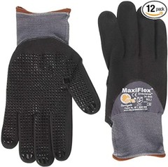 12- PIP 34-845 MaxiFlex Coated Dotted Palms Nitrile Grip PROTECTIVE WORK GLOVES
