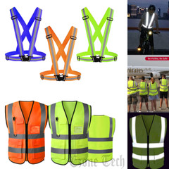 5 Pockets Safety Vest Reflective Belt Straps W/ High Visibility Stripes Security
