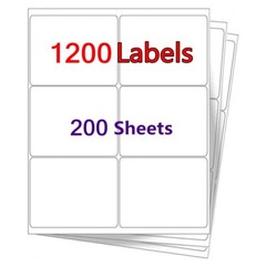 1200 Address Shipping Mailing Labels 3 1/3″ x 4″ Laser Ink Jet 6 Per Sheet 6-UP