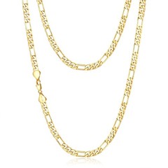 6mm Gold Figaro Link Chain Necklace for Men ＆ Women，14K Gold Chain