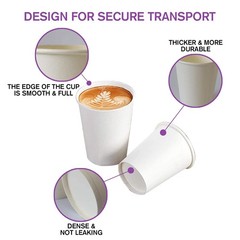 White 6 Oz Disposable Paper Coffee Cups, 100 Count for Hot Beverages, Tea
