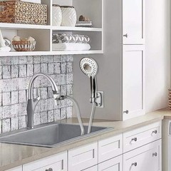 Sink Hose Shower Sprayer Attachment – Faucet Extension w/ c-silver-big panel