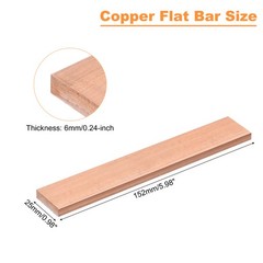 Copper Flat Bar 1/4″ Thickness x 1″ Width x 6″ Length Copper Bar Stock