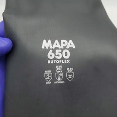 MAPA Butoflex 650 Butyl Gloves Chemical Resistant Size 8 Med 14″ Long Black Pair
