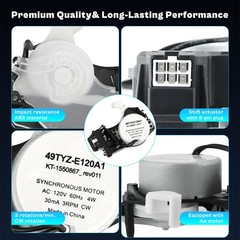 Shift Actuator AC120V 60Hz 4W 30mA 3RPM CW for Whirlpool Maytag Amana Washer