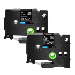 2PK Compatible with Brother PT1010 TZ-325 Tze-325 White on Black Label Tape 9mm