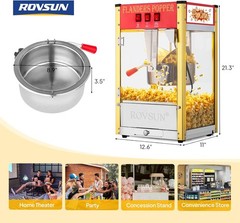 ROVSUN Commercial Popcorn Popper Machine 8oz Countertop Maker 850W 32 Cups Red