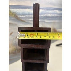 Vintage Modern Rotating Wood Desk Organizer 3 Tier Swivel Pen Holder Espresso