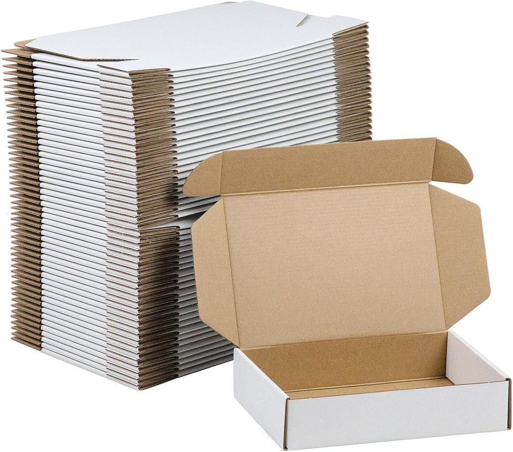 9X6X2 Shipping Boxes Set of 50, White Small Corrugated Cardboard Box, Mailer Box