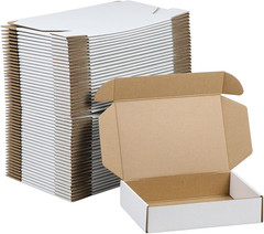 9X6X2 Shipping Boxes Set of 50, White Small Corrugated Cardboard Box, Mailer Box