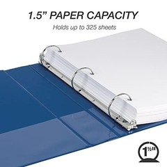 Samsill 1.5 Inch 3 Ring Binders, Economy Round Ring, Clear View 4-Pack, Blue