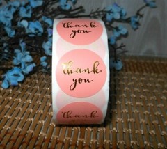 1000 ~ 1″ PINK & GOLD THANK YOU For Supporting My SMALL BUSINESS SEALS /LABELS