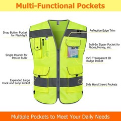 TCCFCCT Safety Vest for Men Women 9 Pockets High Visibility Vest for Safety, …