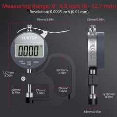 Digital Thickness Gauge 0.5inch 12.7mm LCD Display Unit Conversion