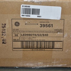 (20) GE Lamps 2′ Linear LED Bulb LED9BDT8/G2/840, Type B, T8, 4000k, 1200 lumen