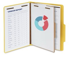 10 Blue Summit Supplies Classification Folders, 1-Divider, Letter Yellow
