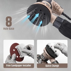 5-Inch Random Orbital Sander, 2.6Amp 320W Variable Speed (8000–13000RPM) E