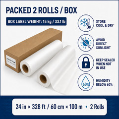 24in x 328ft DTF PET Transfer Film Double Sided Matte Universal Peel 2 Rolls