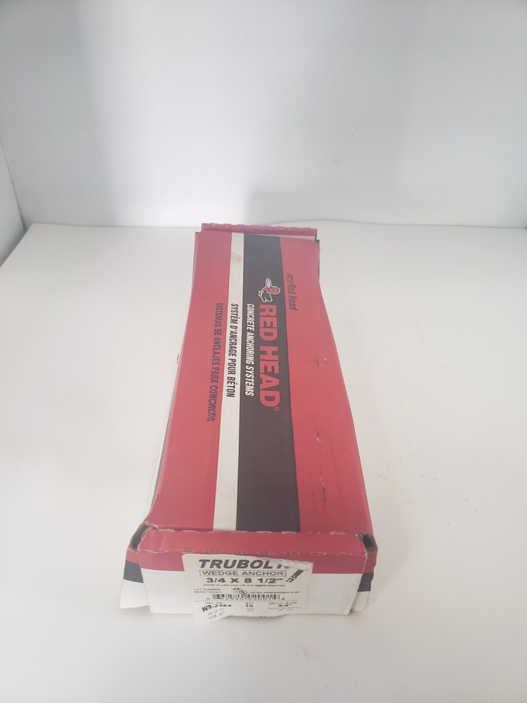 RED HEAD WS-3484 TRUBOLT CARBON STEEL WEDGE 3/4″ x 8-1/2″, BOX OF 9, NIB