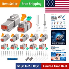 2 2 Pin DT Connector Kit 5 Sets, with Pin Removal Tool and Mounting Clips, S…