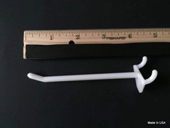 (100 PACK) 4 Inch White Plastic Peg Hooks For 1/8″ to 1/4″ Pegboard USA Made