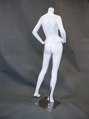 Headless Female Matte White Fiberglass Full Body Fashion Mannequin with Base