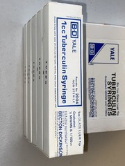 (6) Becton-Dickinson Yale 1cc glass Luer tip tuberculin syringes
