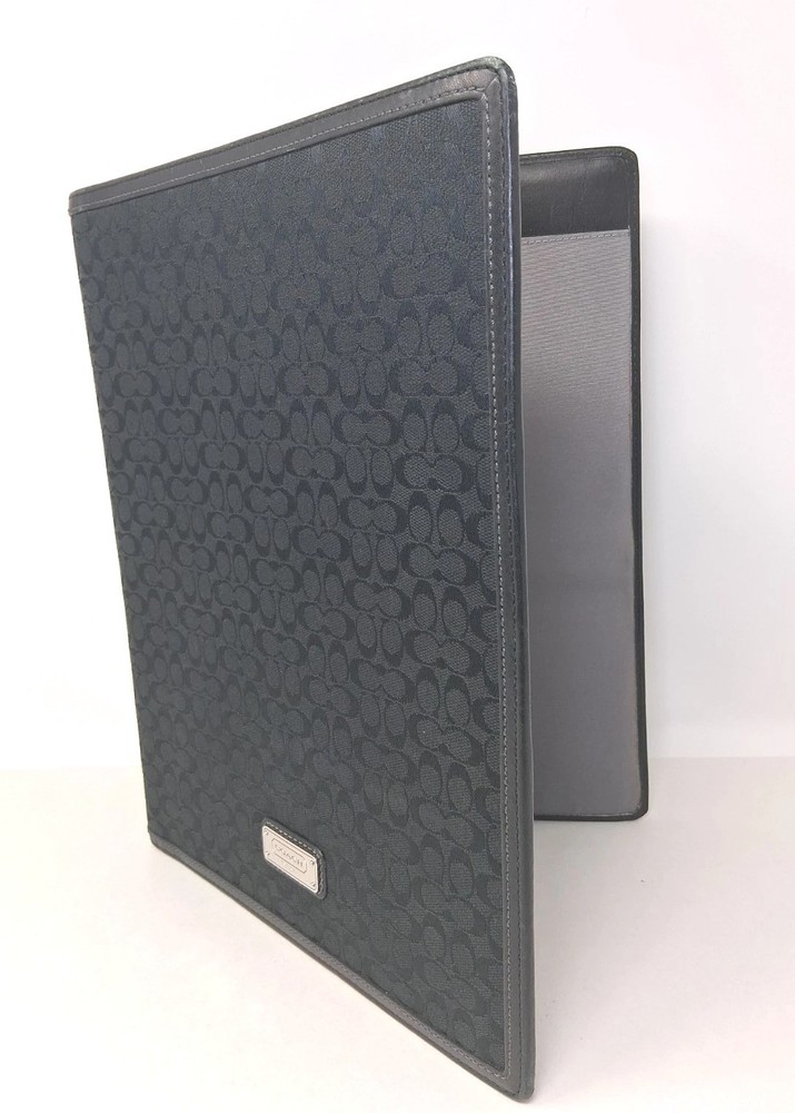 Coach Monogram Folder Portfolio Black For Writing Paper Pad Documents Holder