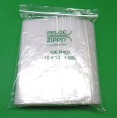 100 Reloc Zippit 10×12 4mil Bags Reclosable Heavy Duty Clear Bag Plastic 10 x12″