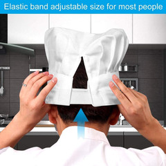 Chef Hat, Adult Premium Adjustable Elastic Baker Kitchen Cooking Chef Cap…