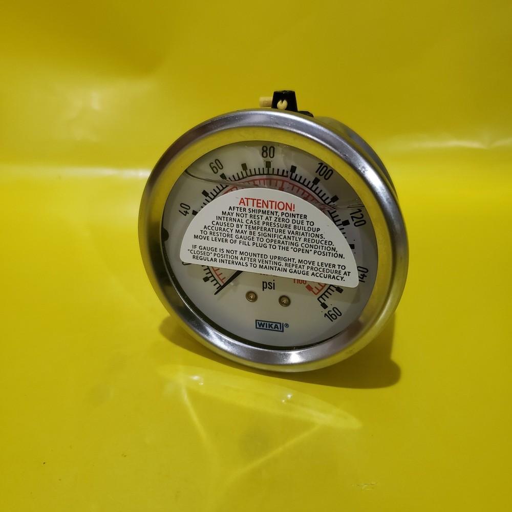 WIKA 2.5″ PRESSURE GAUGE 160PSI 1/4″ NPT BACK MOUNT, STAINLESS CASE, GLYCERIN,BN