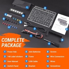 Wireless Switch Panel, 4/6/8/12 Gang Led Touch Switch Remote Control Circuit Box