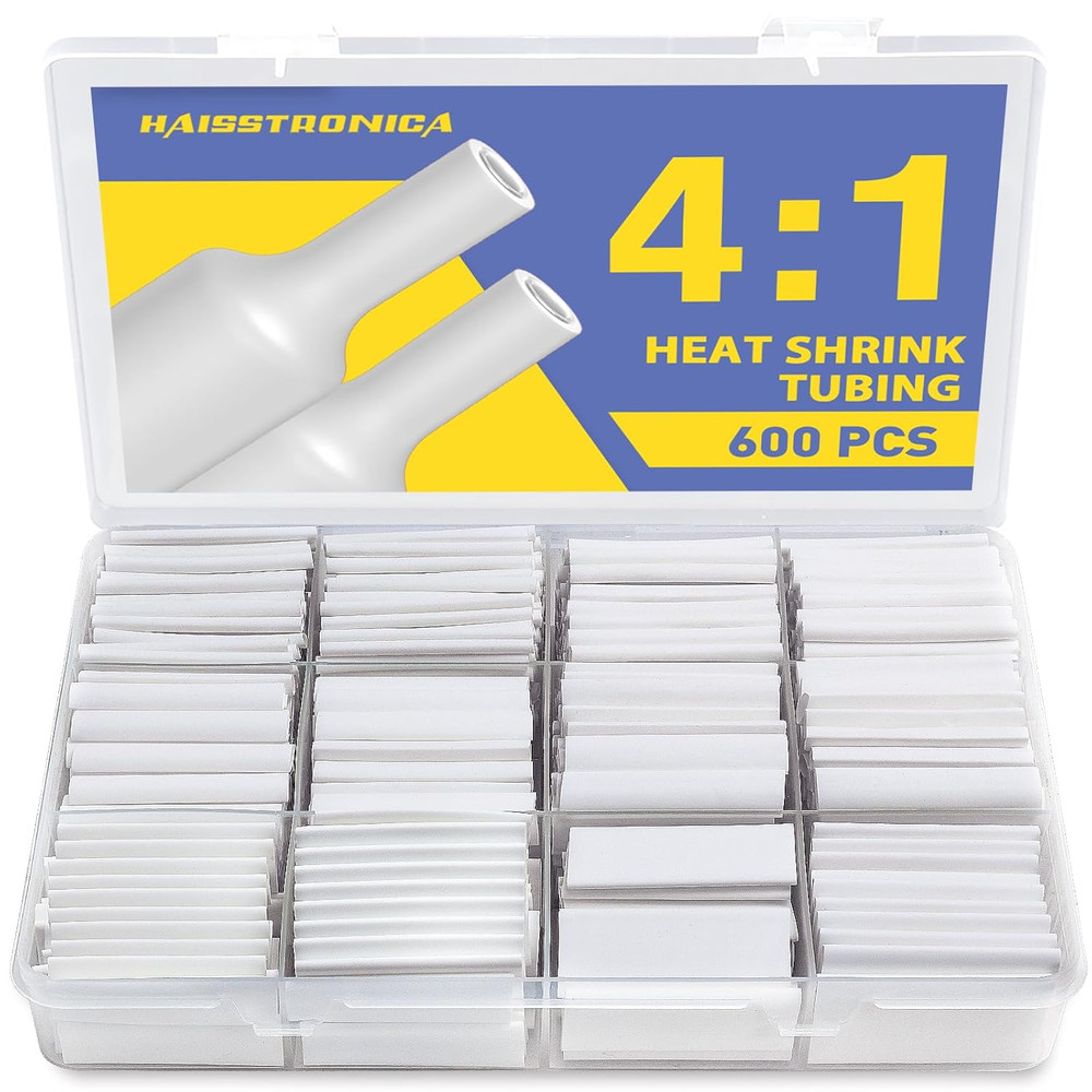 4:1 Heat Shrink Tubing Kit,600Pcs 1.75″Length 7 Size 3/32″-3/4″,Total 87.5Ft, Ad