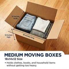 BOX USA Moving Boxes Medium 18″L x 14″W x 12″H 10-Pack, Kraft Brown