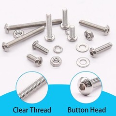 1410PCS M3 Hex Button Head Socket Cap Bolts Screws Washers Nuts Assortment Kits