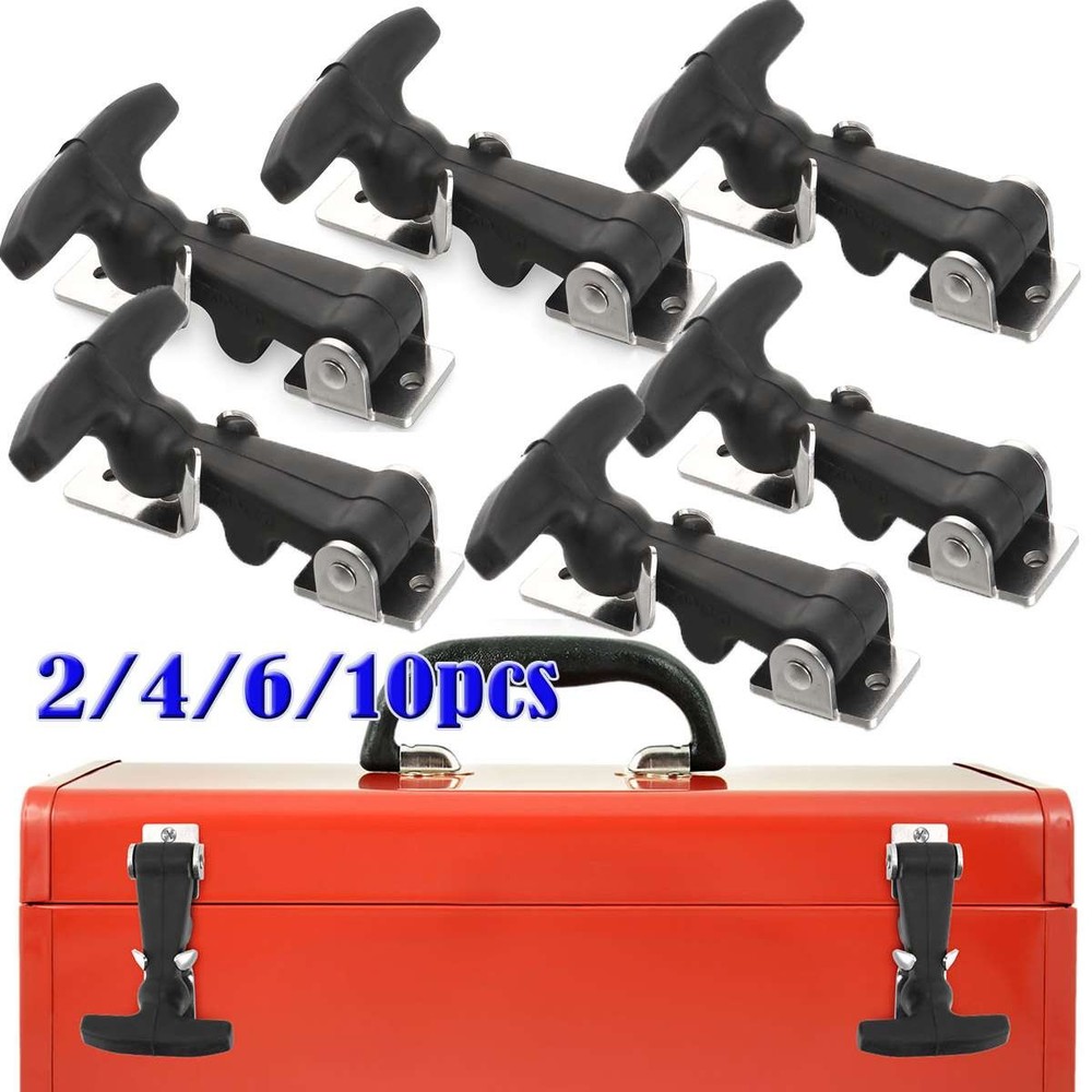 2-10pcs Flexible Hood Hasp Rubber Draw T Handle Latch with Zinc Plated Hardware