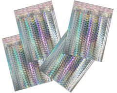 5-100 Pack Holographic Bubble Mailers, 4 sizes Metallic Glamour Padded Envelopes