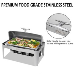 9 Quart Roll Top Stainless Steel Silver Chafing Dish Buffet Set for Weddings NEW