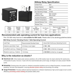 12V 6 Way Pre-Wired Fuse Relay Box Kit with Two 80A 4-Pin Relays | 6 ATC/ATO
