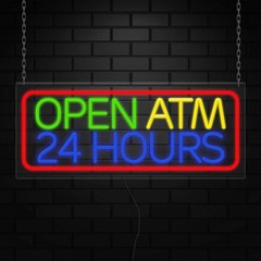 Atm 24 Hours Sign for Business Displays | LED Flex Neon | 32″W x 13″H x 1″D