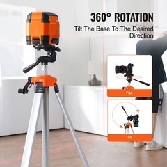 VEVOR Laser Level Tripod ¼ x 20 Thread 27.36-68.11 inch Height Adjustment